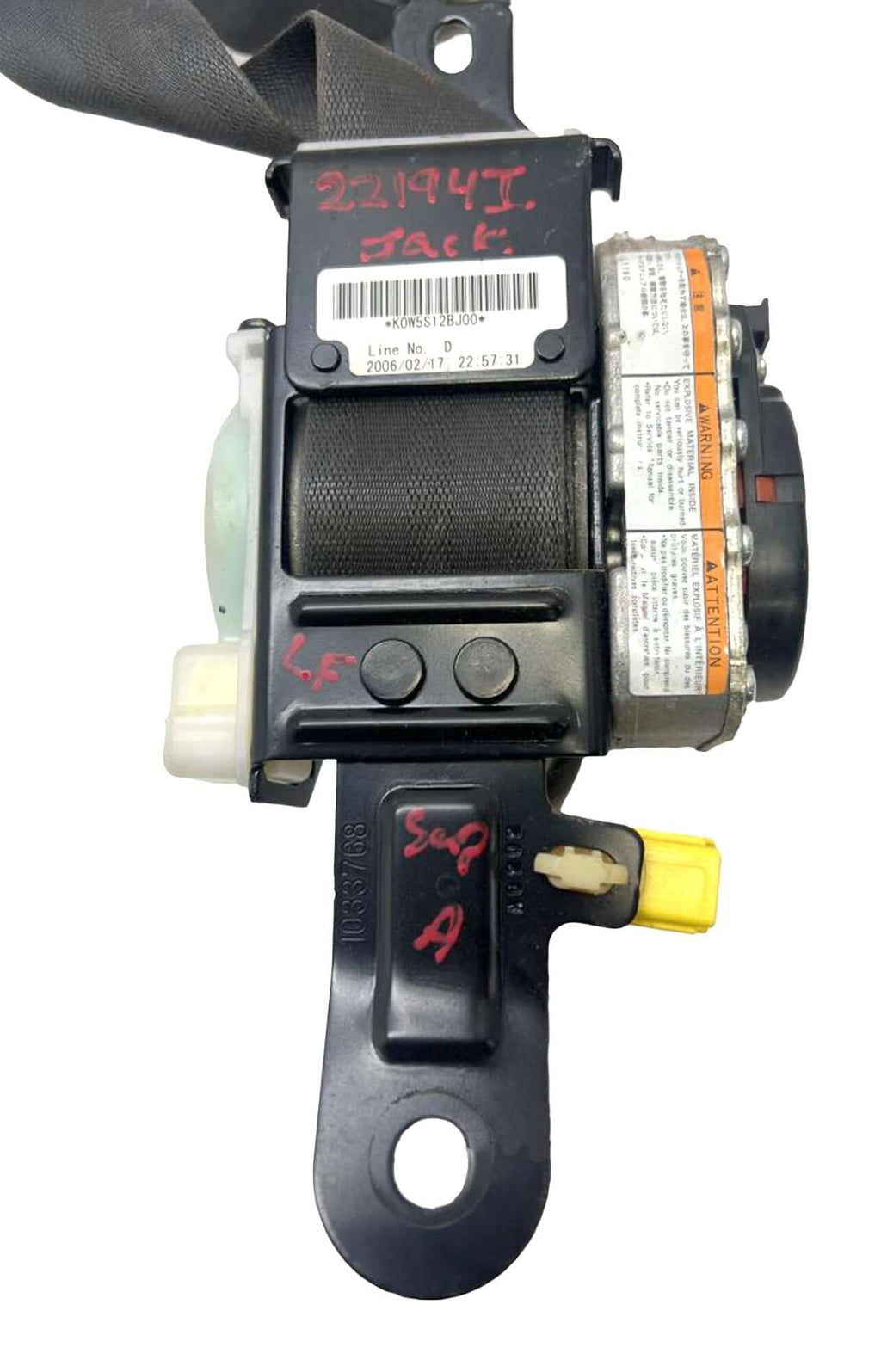 2006-2011 Honda Civic Driver Seat Belt Retractor Assembly Gray - Used OEM
